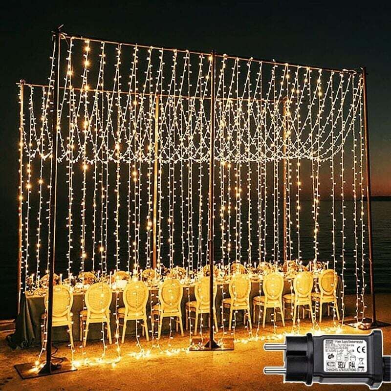 M x 3 m Lichtervorhang, 600 LEDs, 8 Modi, Weihnachtsbeleuchtung, Netzbetrieb, wasserdicht, für Fenster, Wand, Schlafzimmer, Balkon,