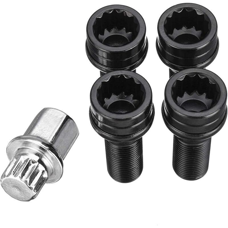 M14 x 1,25 Radsicherungsschrauben Mutter schwarz + Schlüssel kompatibel mit bmw Mini R54 R55 R56 R57 R58 R59 R60 F55 F56 F57 kompatibel mit bmw 1er 2