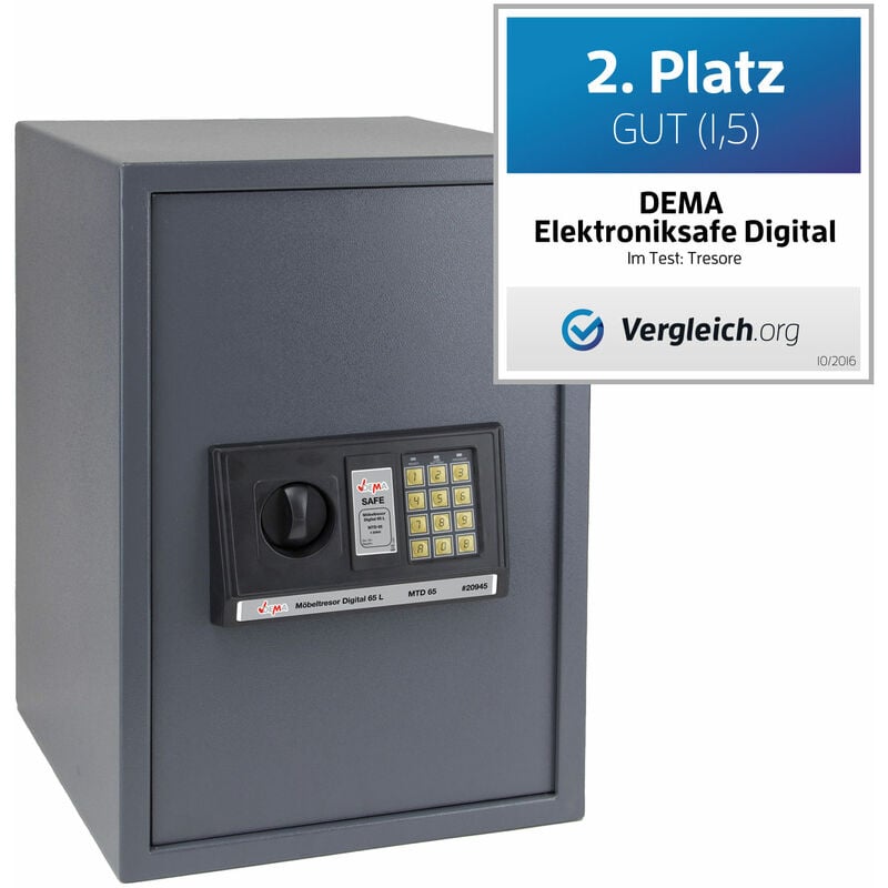 Dema - Möbeltresor Wandtresor Tresor Safe Wandsafe Geldschrank Digital 65L 35x36x52cm