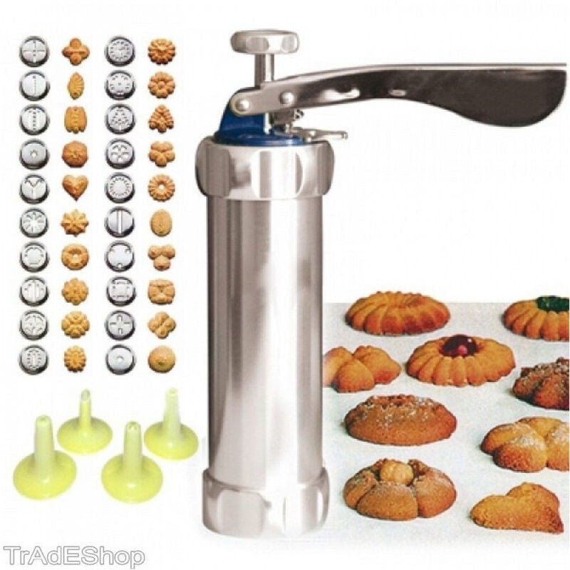 Trade Shop Traesio - Trade Shop - Spritzenmaschine für hausgemachte süße Kekse, Küchenkuchen-Design + Formen -