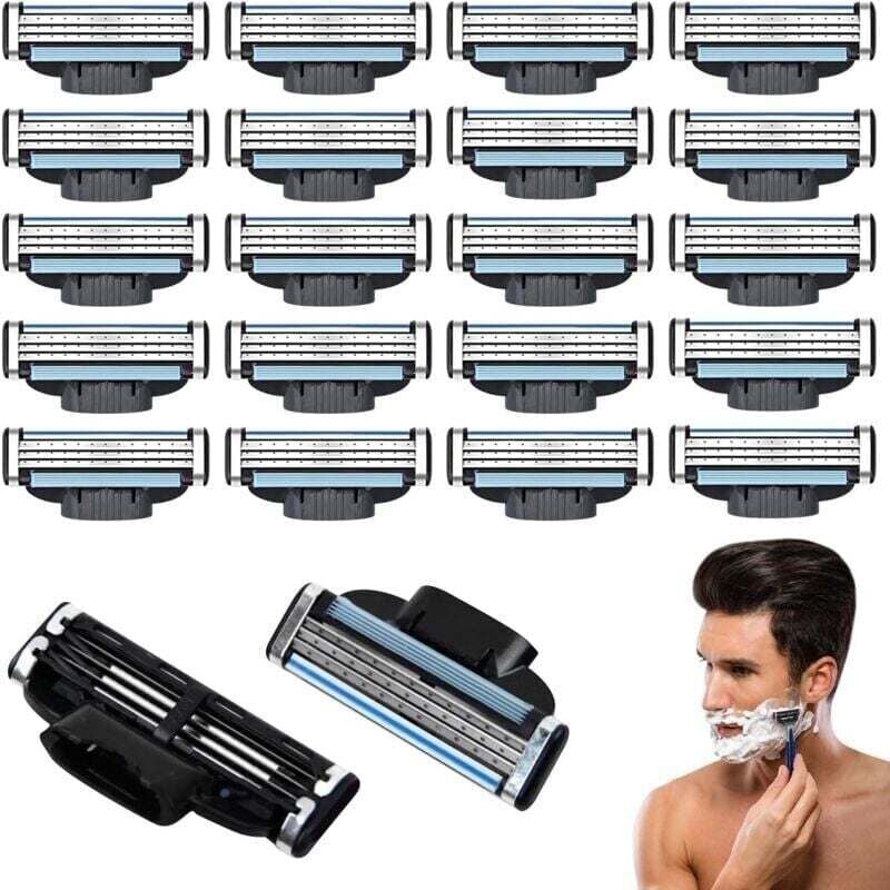 Mach 3 Rasierklingen-Ersatzklingen, 20 Stück, Mach 3 Rasierklingen für Herren, Mach 3 Rasierklingen-Ersatzklingen, kompatibel mit Mach 3 Rasierern,
