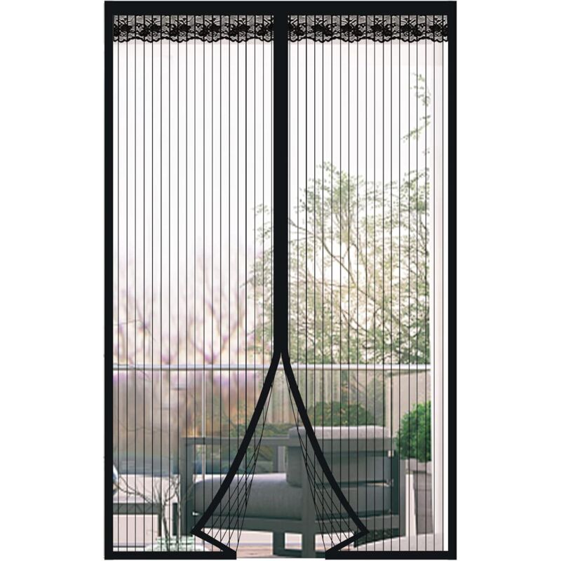 Tonchean - Magnet Fliegengitter Tür, Moskitonetz Vorhang mit Magnetverschluss, Ohne Bohren, für Balkontüren, Keller und Terrassen (Schwarz, 100x200cm)