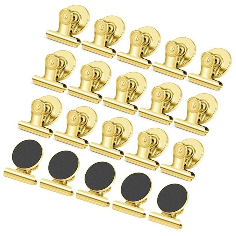 Magnetische Clips, goldfarben, 3,1 x 3,7 cm, 20er-Packung, für Kühlschränke und Aufbewahrungsschränke.