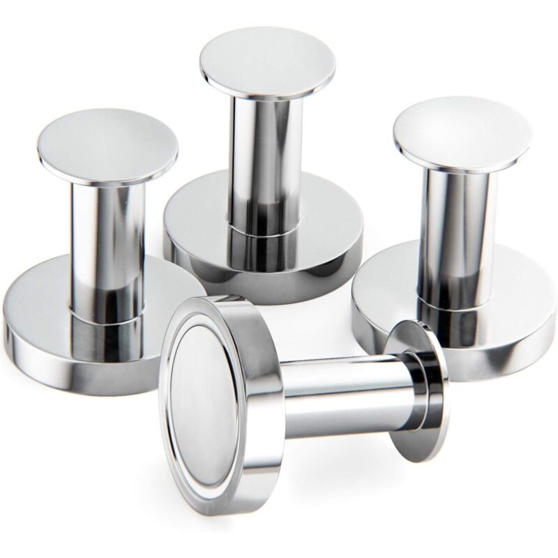 Silberne magnetische Garderobe zum Aufhängen von Mänteln und Taschen, 4 extrem starke Wandhaken, Garderobe für die Tür mit seltenem