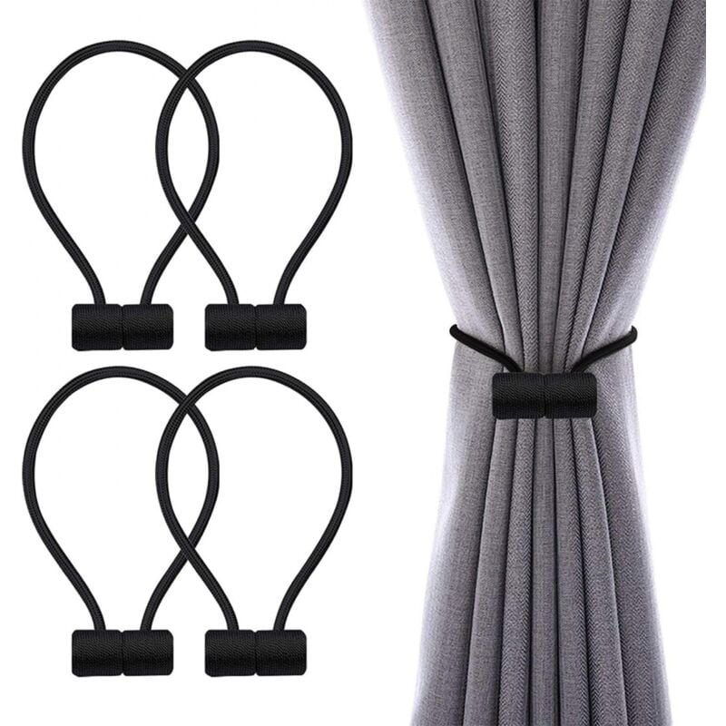 Magnetische Raffhalter Gardinen, Schwarz Gardinen Halter mit 4 Stück