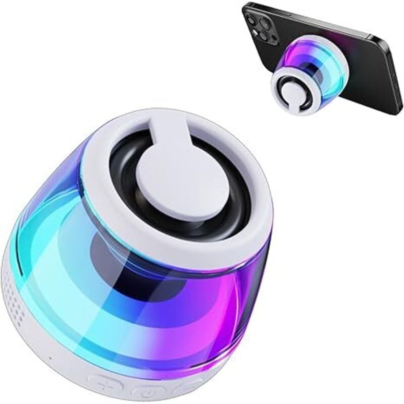 Magnetischer Bluetooth-Lautsprecher, drahtloser Lautsprecher mit RGB-Lichtshow, passend für iPhone 16/15/14/13/12 Serie/Samsung/Google Handyhalter
