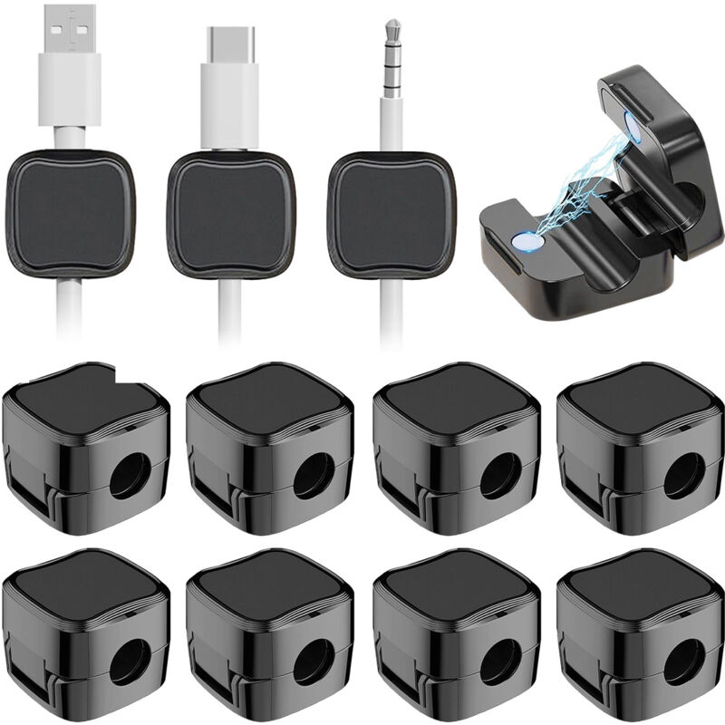 Magnetischer Kabelorganizer, Kabelclips für den Schreibtisch, Kabelhalter für Nachttisch, Küchengeräte, Bürobedarf, 12er-Packung