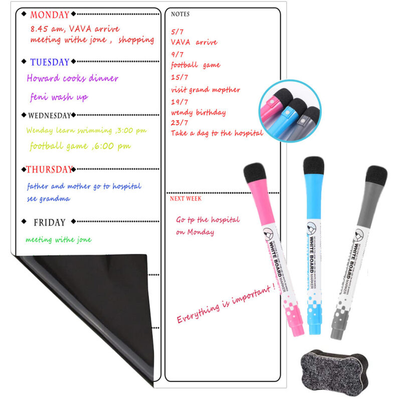 Magnetischer Kalender zum Abwischen für den Kühlschrank – Magnetischer Whiteboard-Kalender für Kühlschrank, Küche oder als Wanddekoration für