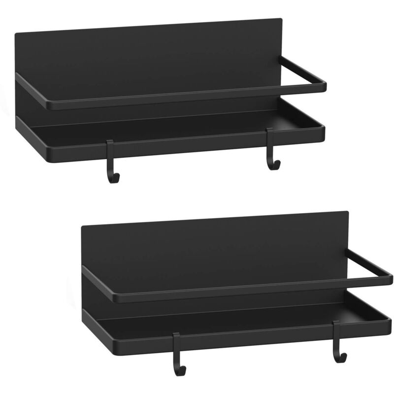 Magnetisches Gewürzregal, starker Magnethalter - mit 2 abnehmbaren Haken - geeignet für kleine Küchen/Wohnungen - ideal für Metallschränke - für