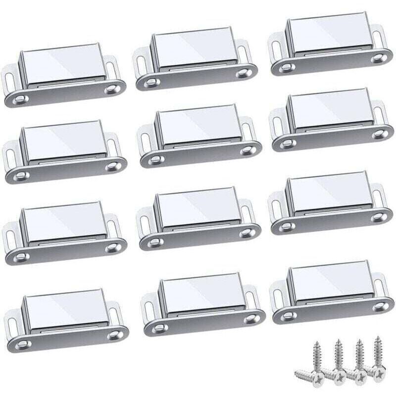 Magnetverschlüsse, 12 Stück, leistungsstark und robust, bis zu 6 kg, für Schubladen, Duschtüren, Kleiderschränke, Schränke, Möbel (45 mm - 12 Stück)