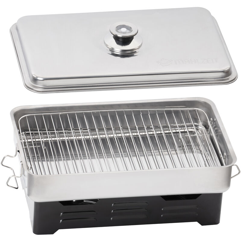 Mahlzeit Edelstahl Tischräucherofen, Räucherofen mit Thermometer, Smoker, Tischräucher-Set
