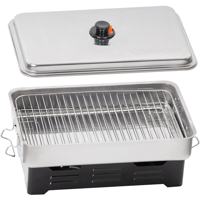 Mahlzeit Edelstahl Tischräucherofen, Räucherofen regulierbarer Rauchabzug, Smoker Tischräucher-Set