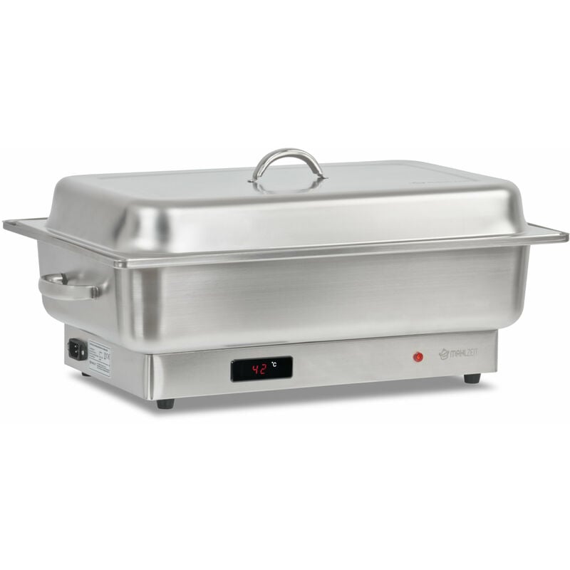 Elektrischer Edelstahl Chafing Dish mit gn 1/1 Behälter, 9 Liter, bis 80°C mit Display - Mahlzeit