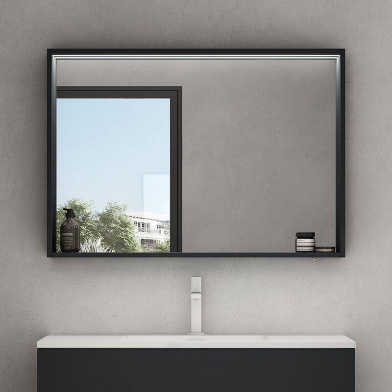 Mai&mai - Spiegelschrank Bad mit Beleuchtung Badezimmerschrank Hängeschrank Badezimmerspiegel BxTxH 100x12x70 cm Anthrazit matt Spiegelschrank-01