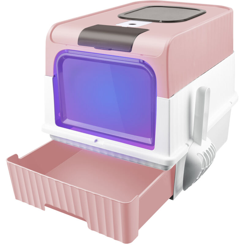 Katzentoilette, Katzentoilette mit Streuschaufel, Selbstpflege, UV-Desinfektion, 48 x 35 x 36 cm, Rosa