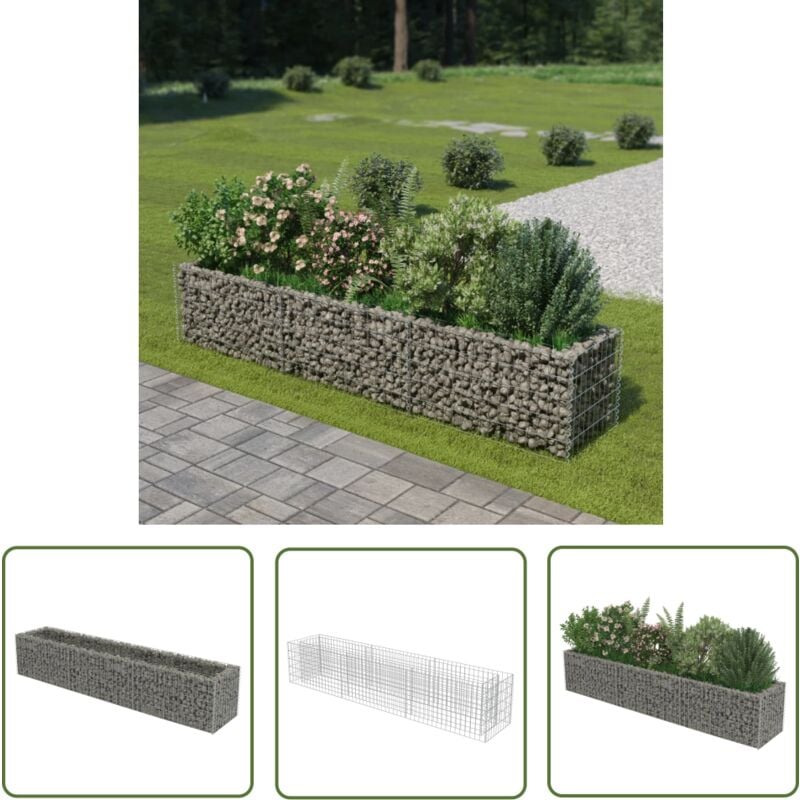 The Living Store Gabionen-Hochbeet Verzinkter Stahl 270×50×50 cm - Gabionen-Hochbeet - Gartendekoration - Stahltanks - Blumenerde - Steinaufbewahrung