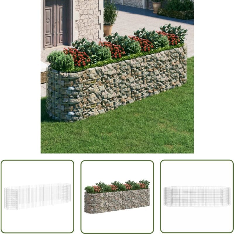 The Living Store Gabionen-Hochbeet Verzinktes Eisen 400x100x100 cm - Gabionen-Hochbeet - Eisen-Hochbeet - Gartendeko - Pflanzenkübel