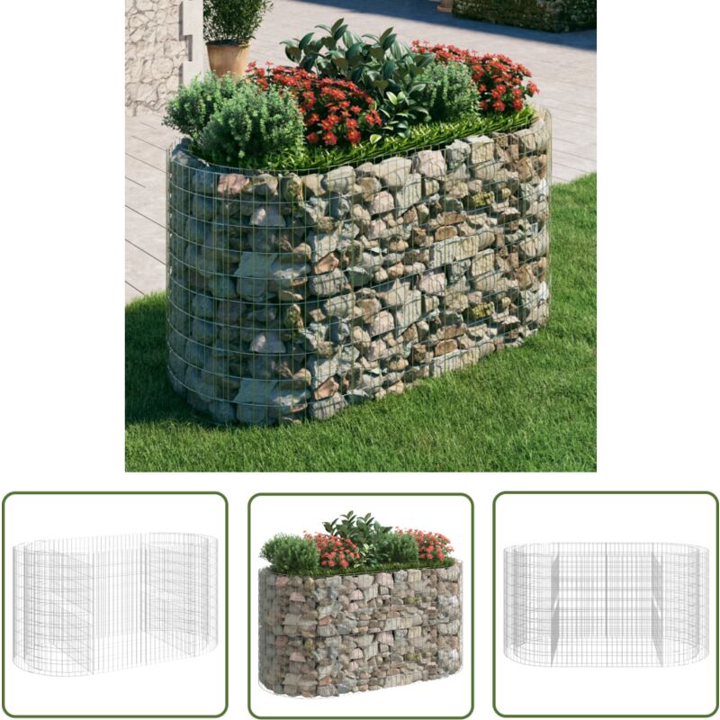 The Living Store Gabionen-Hochbeet Verzinktes Eisen 200x100x100 cm - Gabionen-Hochbeet - Eisen-Hochbeet - Gartendekoration - Pflanzenkübel