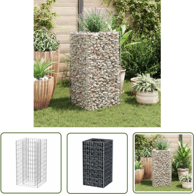 Jinlefu - The Living Store Gabionen-Hochbeet Stahl 50×50×100 cm - Gabionen-Hochbeet - Stahltanks - Gartendekoration - Blumenkübel - Beeteinfassung