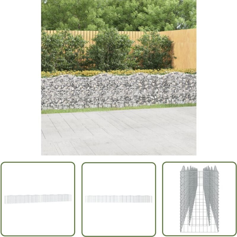 The Living Store Gabionen-Hochbeet mit Hochbogen 800x50x100 cm Verzinktes Eisen - Gabionen-Hochbeet - Gartendekoration - Gartenzubehör
