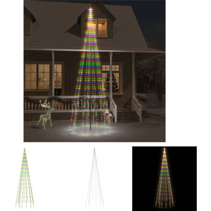 The Living Store LED-Weihnachtsbaum für Fahnenmast Mehrfarbig 732 LEDs 500 cm - Weihnachtsbeleuchtung