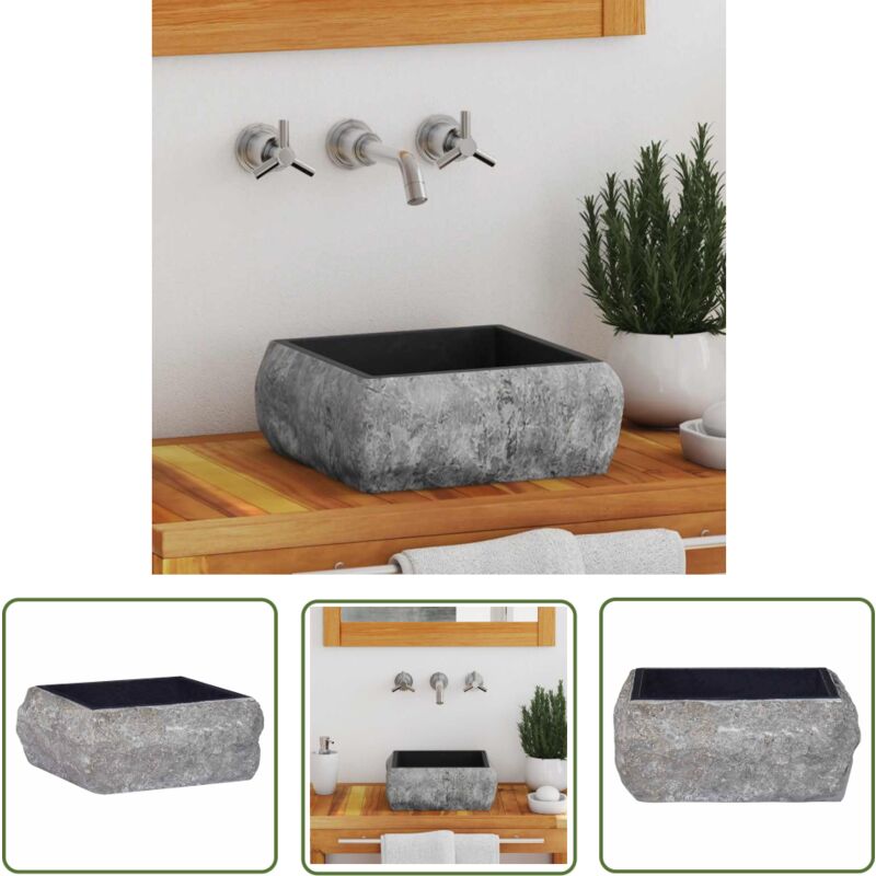Maison Chic - The Living Store Waschbecken Schwarz 30x30x13 cm Marmor - Marmor Waschbecken - Schwarzes Waschbecken - Modernes Waschbecken