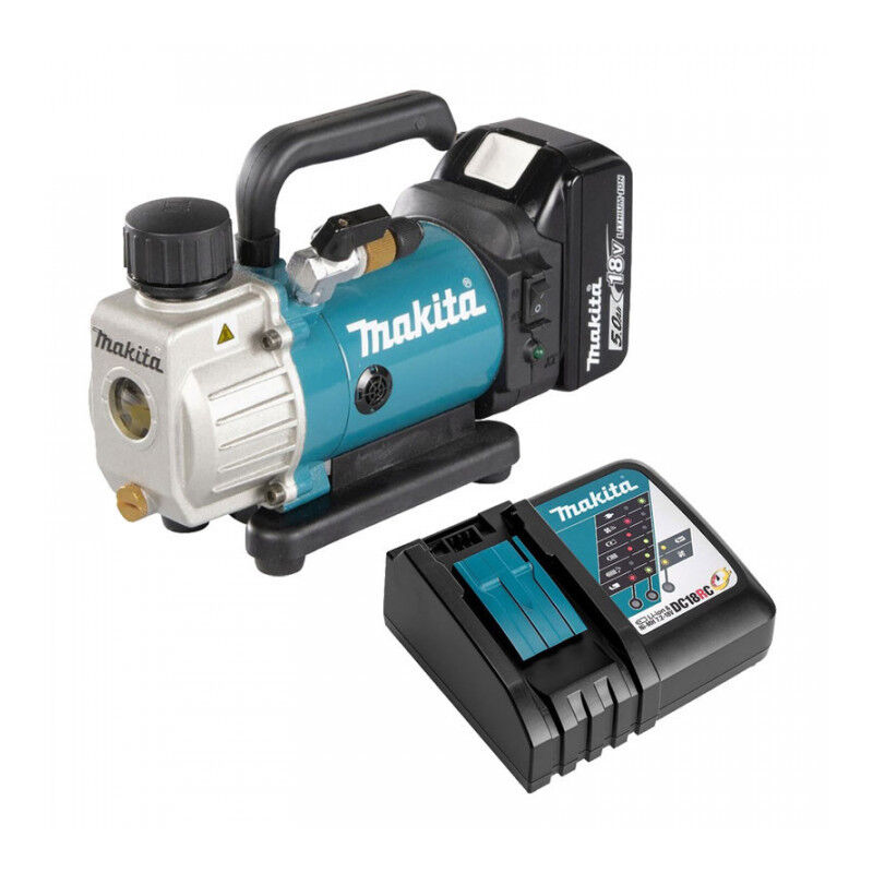 Vakuumpumpe 18 v Li-Ion 5 Ah 50 l/min 20 Pa (150 Mikron) Makita Akku, Ladegerät - DVP180RT
