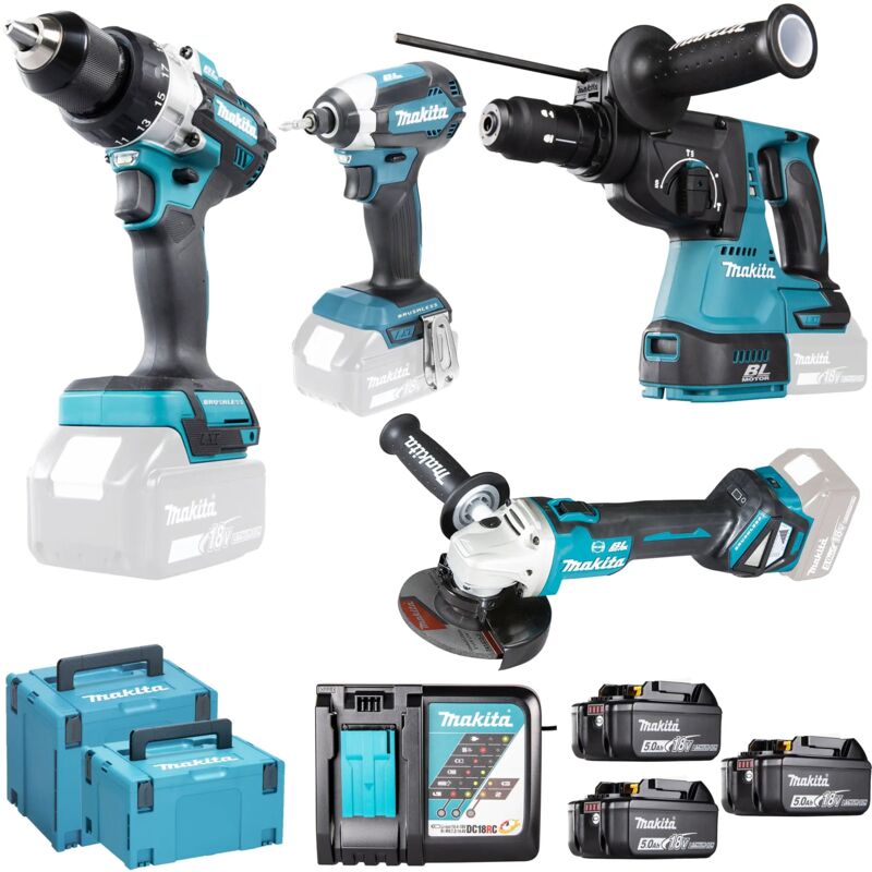Makita - Elektrowerkzeug-Set DLX4158TJ 18 v 5 Ah