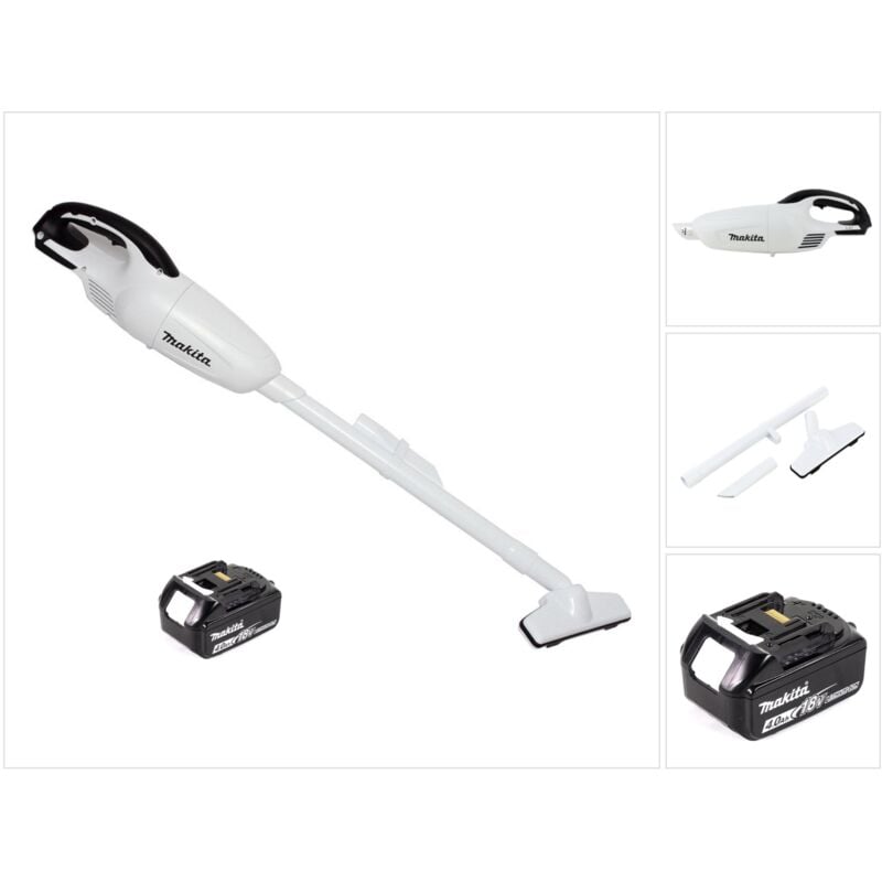Makita DCL 180 M1 W Akku Staubsauger 18 V Weiß + 1x Akku 4,0 Ah - ohne Ladegerät