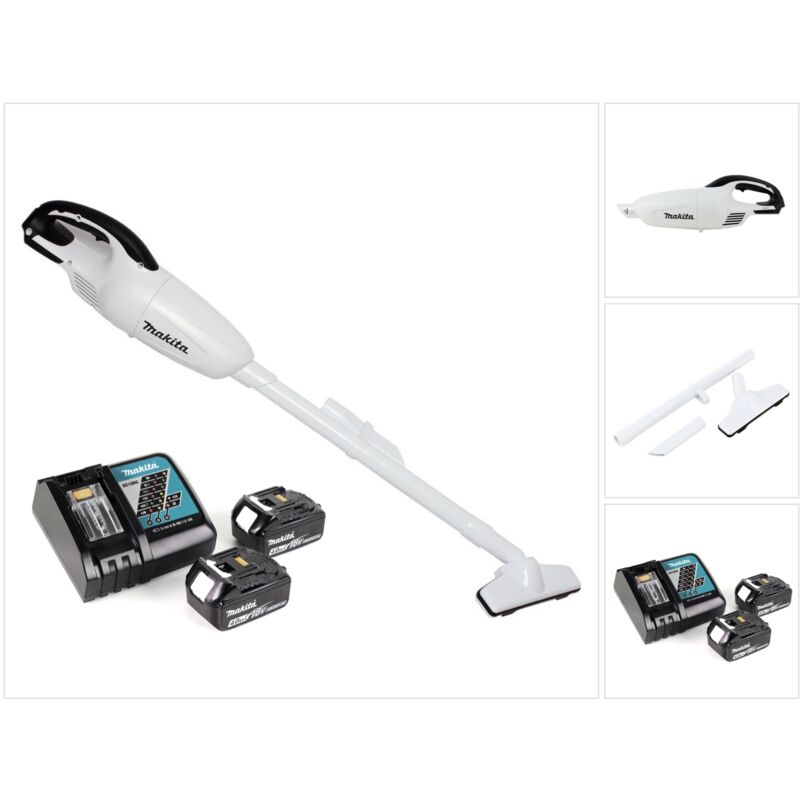 Dcl 180 rm w Akku Staubsauger 18 v Weiß + 2x Akku 4,0 Ah + Ladegerät - Makita