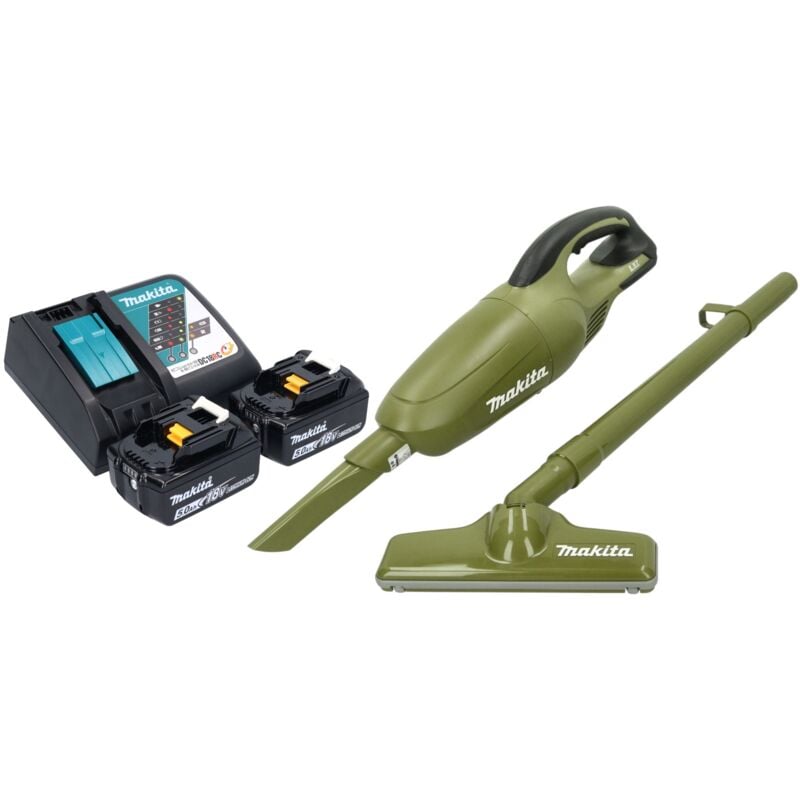Dcl 180 RT2O Akku Staubsauger 18 v 0,65 l Olive Outdoor Adventure Serie + 2x Akku 5,0 Ah + Ladegerät - Makita