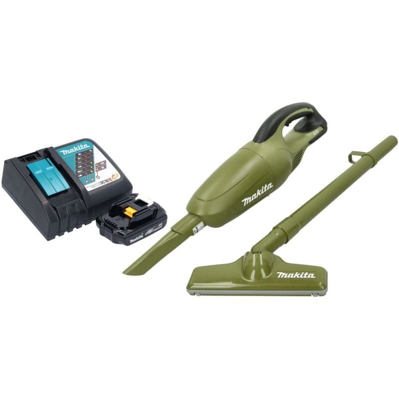 Makita DCL 180 RYO Akku Staubsauger 18 V 0,65 l Olive Outdoor Adventure Serie + 1x Akku 1,5 Ah + Ladegerät