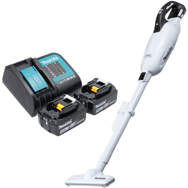 Makita - dcl 281 fstw Akku Staubsauger 18 v weiß Brushless + 2x Akku 5,0 Ah + Ladegerät