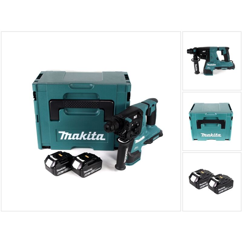 Makita DHR 280 GJ 2 x 18 V 36 V Li-Ion Akku Bohrhammer Brushless 28 mm für SDS-PLUS im Makpac + 2 x 6,0 Ah Akku - ohne Ladegerät