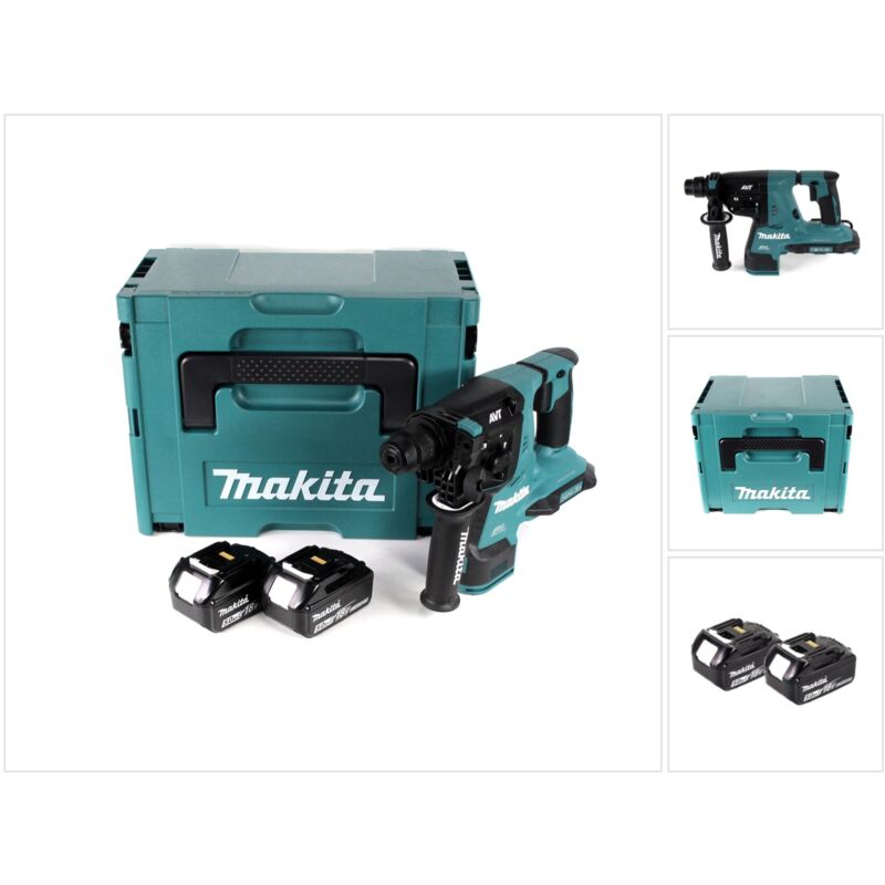 Makita DHR 280 TJ 2 x 18 V 36 V Li-Ion Akku Bohrhammer Brushless 28 mm für SDS-PLUS im Makpac + 2 x 5,0 Ah Akku - ohne Ladegerät