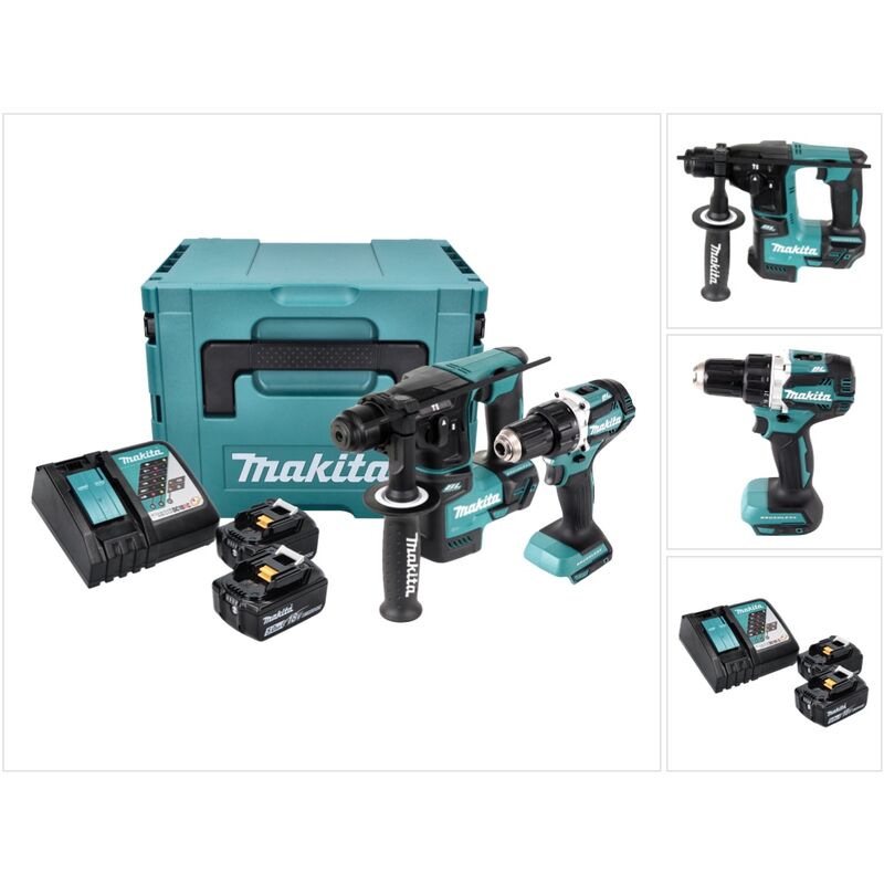 Makita - dlx 2271 tj Akku Combo Kit ddf 484 Akku Bohrschrauber + dhr 171 Akku Bohrhammer + 2x Akku 5,0 Ah + Ladegerät + Makpac