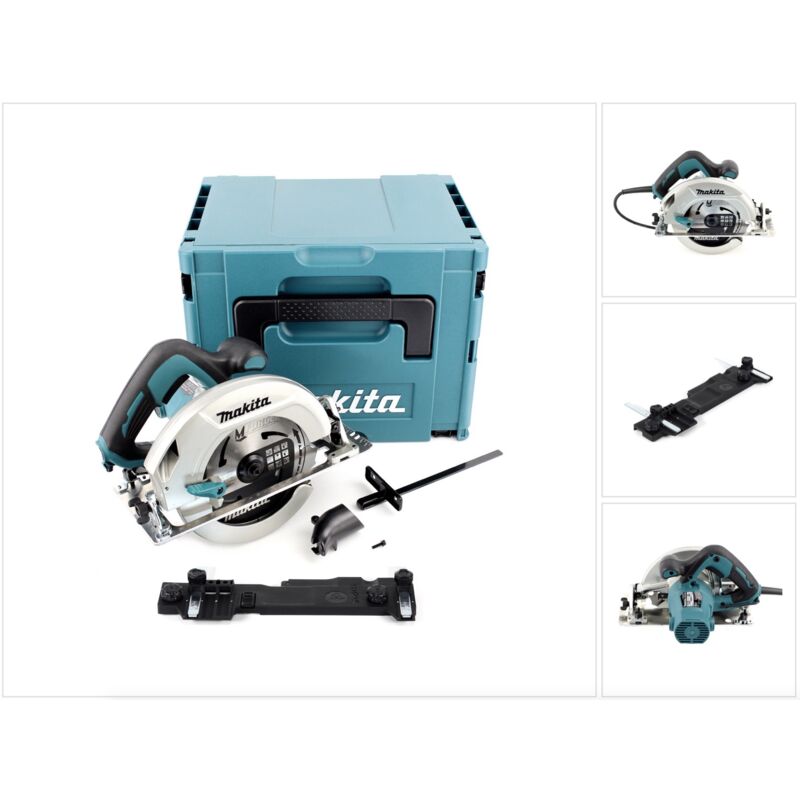 Makita HS 7601 J 1200 W Handkreissäge im Makpac mit 190 mm MForce Sägeblatt + Makita Führungsschienenadapter C