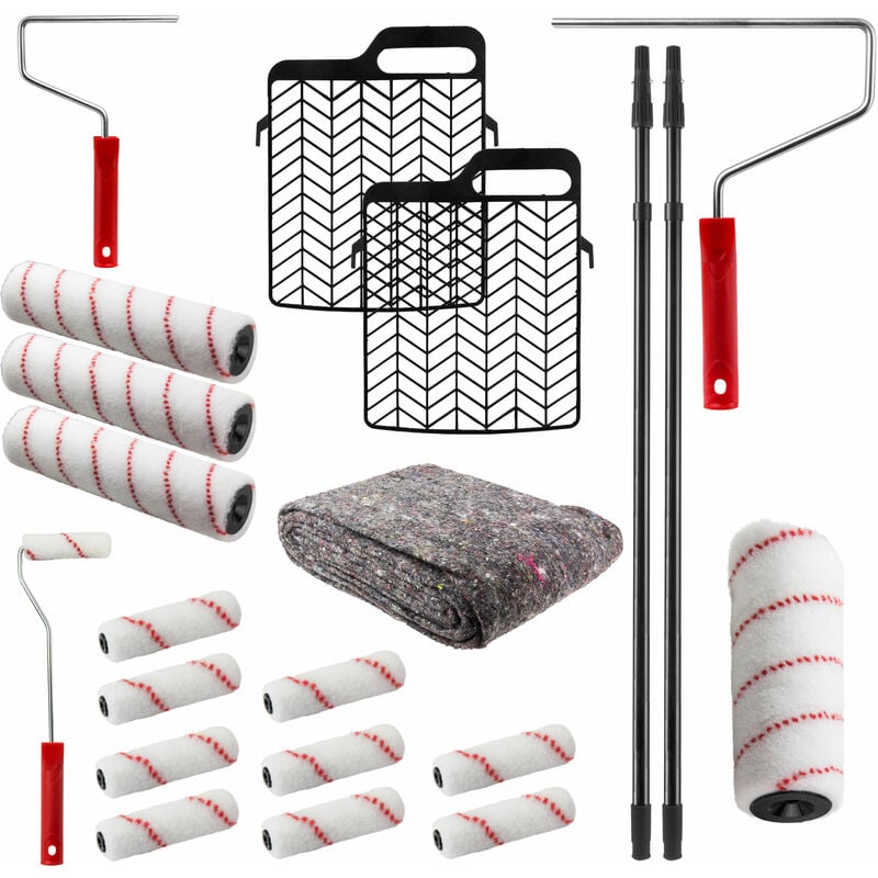 Dema - Profi Maler Farbroller Set 22tlg. Streichset mit Abdeckvlies für Renovierung
