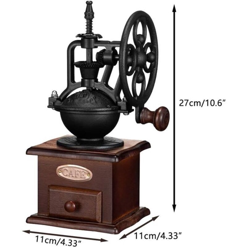 Manuelle Kaffeemühle, Handkaffeemühle, Kaffeebohnenmühle, Kaffeemühle für Zuhause, Vintage-Kaffeedekoration aus Holz, Vintage-Kaffeemaschine