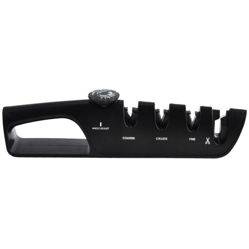 Manueller 4-in-1-Messerschärfer mit 6-fach verstellbarem Winkel. Vielseitiger Profi-Messerschärfer für Küchenmesser.