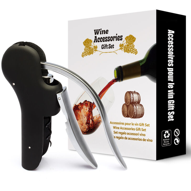 Manueller Flaschenöffner, kompakter vertikaler Flaschenöffner, robuster Flaschenöffner aus Edelstahl, Barwerkzeug mit Geschenkbox