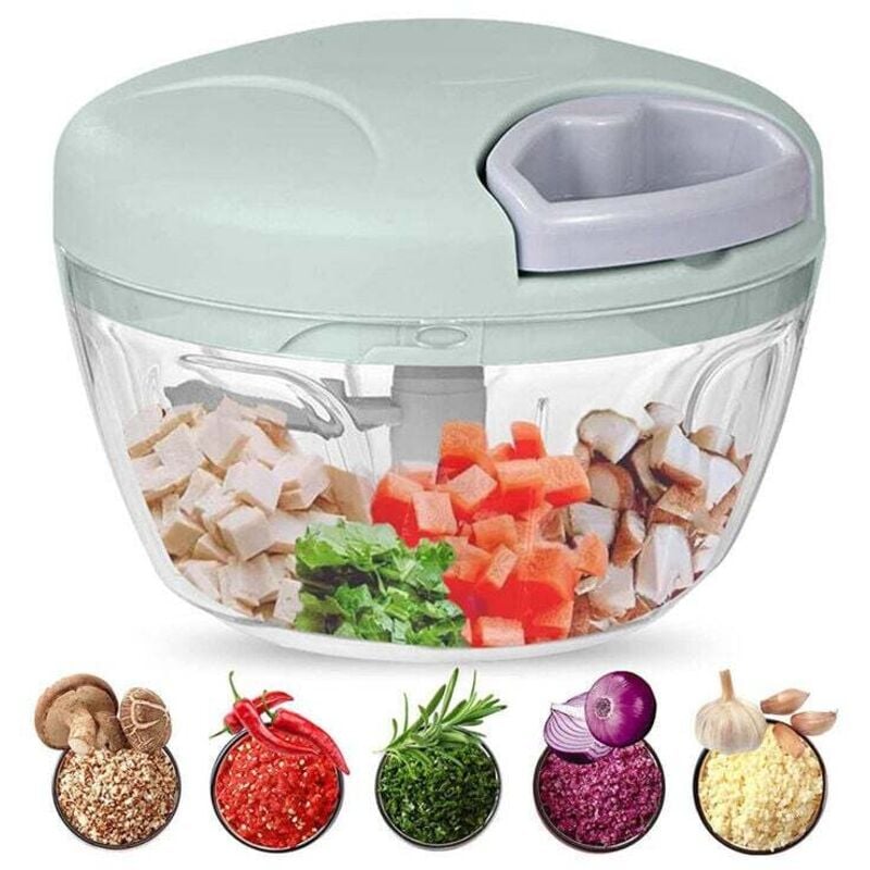 Manueller Zerkleinerer, hacken, schneiden und mischen Sie Gemüse, Fleisch, Nüsse, Zwiebeln dank seiner Edelstahlklingen für schnelles und einfaches