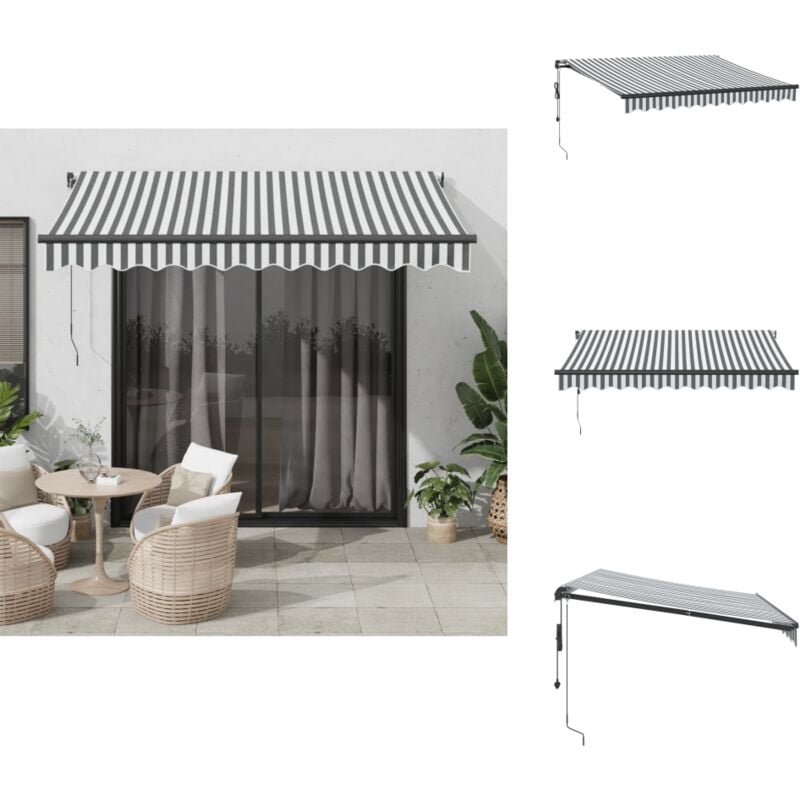 Markise Automatisch Anthrazit und Weiß 300x250 cm - Markise - Gartensonnenschirm - Sonnenblende - Außenmarkise - Terrassenschatten