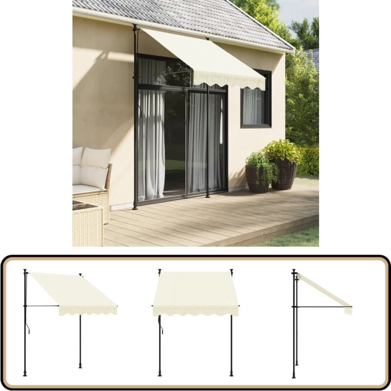 Markise Einziehbar Creme 150x150 cm Stoff und Stahl - Markise - Einziehbare Markise - Gartendekoration - Sonnenschutz - Outdoor Möbel