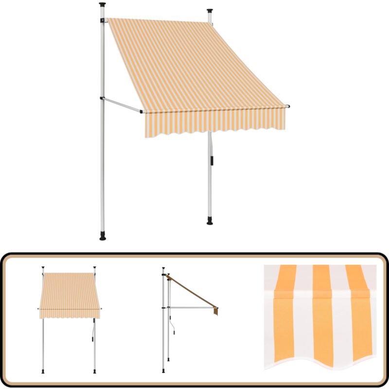 Vidaxl - Markise Einziehbar Handbetrieben 100 cm Orange/Weiß Gestreift - Markise - Gartensonnenschirm - Sonnendach - Outdoor Dekoration - Patio Möbel