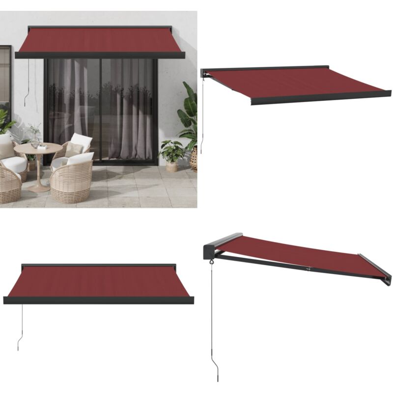 Markise Manuell Weinrot 350x250 cm - Markise - Sonnenschutz - Gartensonnenblende - Außenmarkise - Terrassenschirm - Home & Living