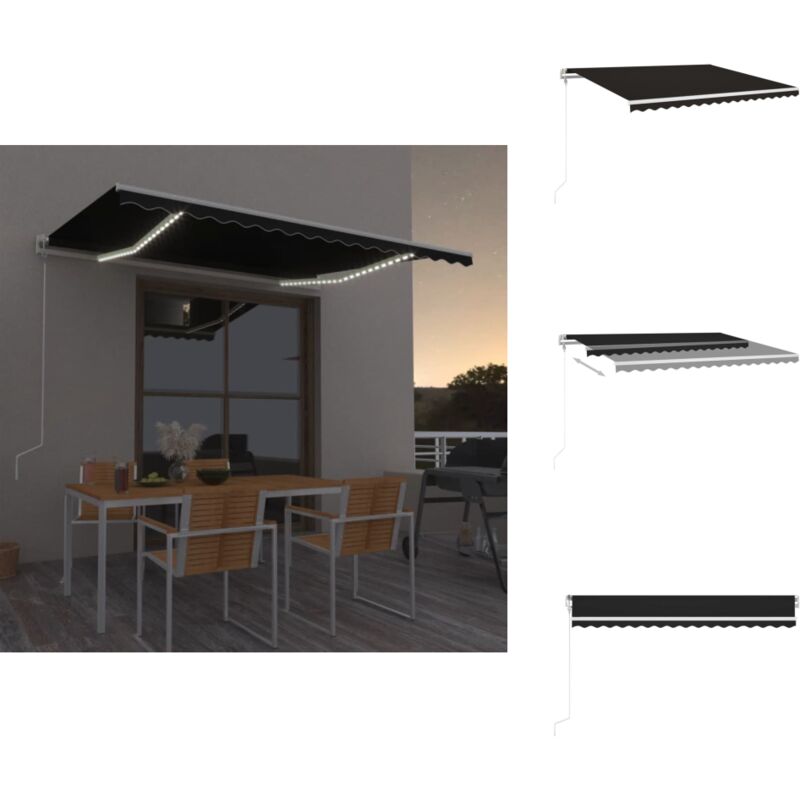 Automatische Markise mit LED & Windsensor 450x350 cm Anthrazit - Gelenkarm Markise - Outdoor Markise - Elektrische Markise - Wind Sensor - LED