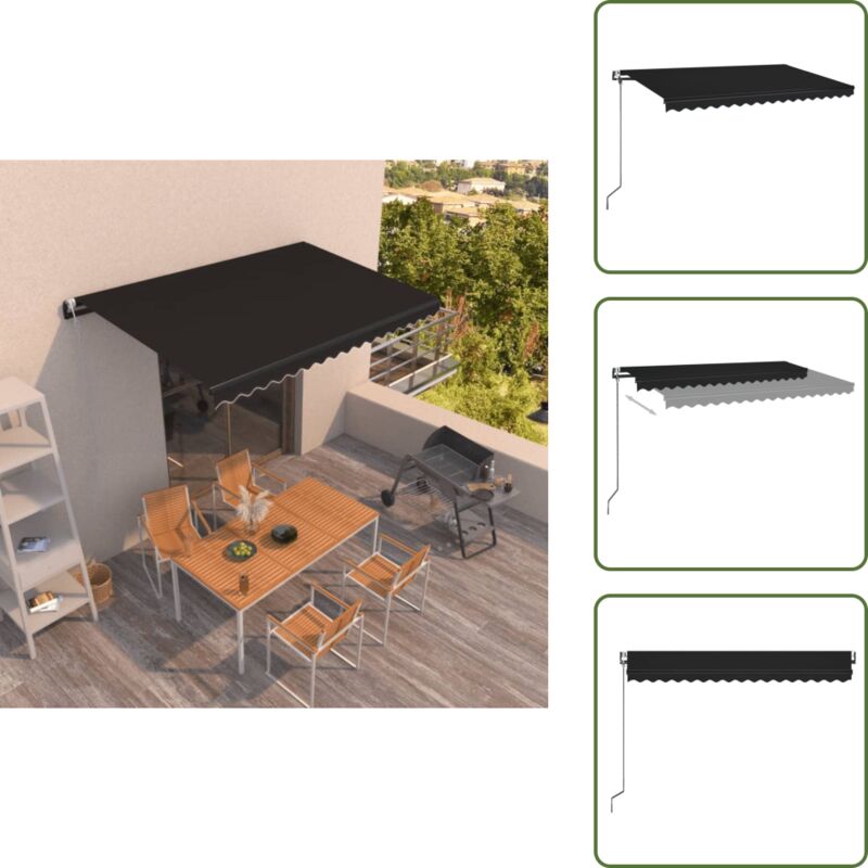 Markise Automatisch Einziehbar 450x350 cm Anthrazit - Outdoor-Markise - Elektrische Markise - Sonnenschutz - Gartendeck - Terrassenüberdachung
