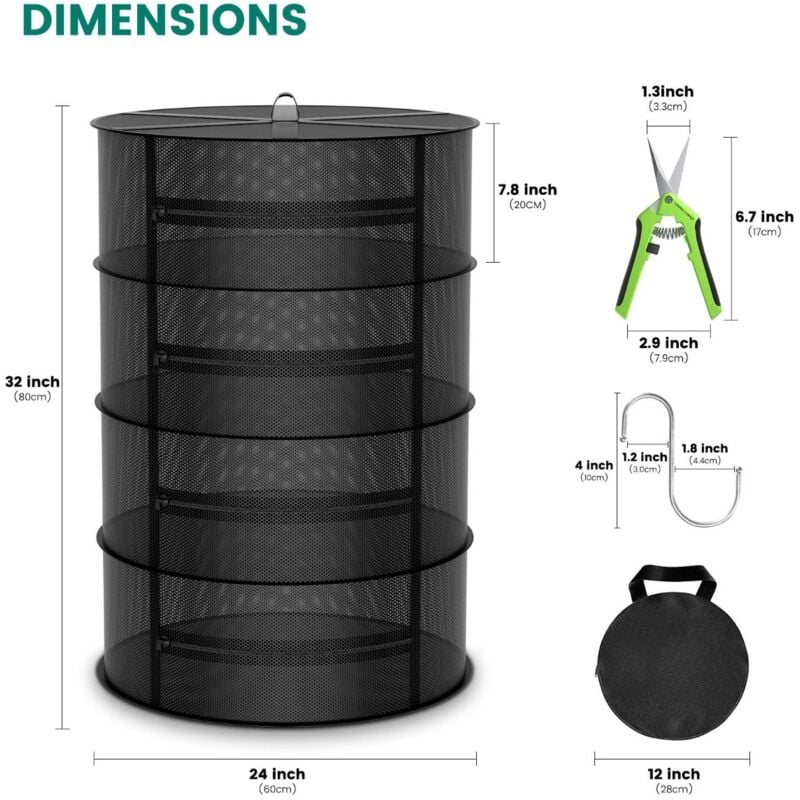 Mars Hydro - 4-Layer Mesh Kraut Trocknen Rack mit Beschneiden Schere 4-Layer Mesh Kraut Trocknen Rack mit Beschneiden Schere