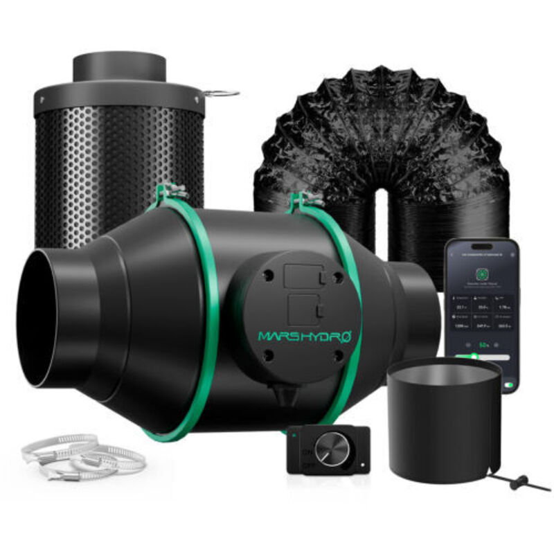 Mars Hydro - iFresh Combo 4-Zoll Smart Inline-Kanalventilator und Kohlefilter
